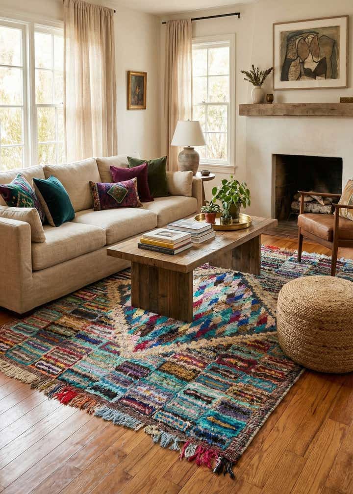 8' 2 x 10' 5 Hand Knotted Moroccan Wool Rug