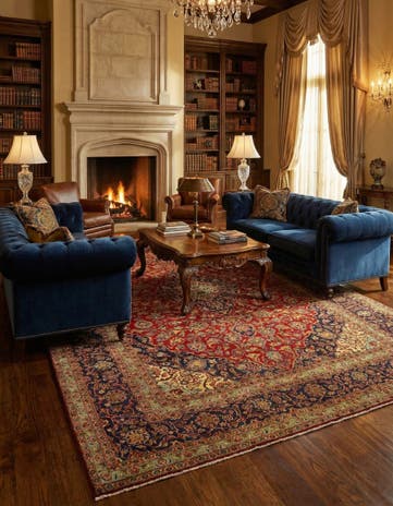 8' 3 x 12' 2 Hand Knotted Kashan Persian Wool Rug