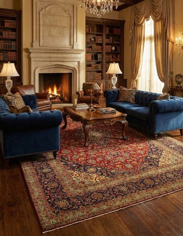 8' 3 x 12' 2 Hand Knotted Kashan Persian Wool Rug