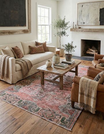 4' 1 x 6' 9 Hand Knotted Ultra Vintage Persian Wool Rug