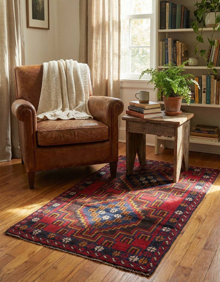 Detail image of 2' 8 x 4' 10  Hand Knotted Balouch Persian Wool Rug