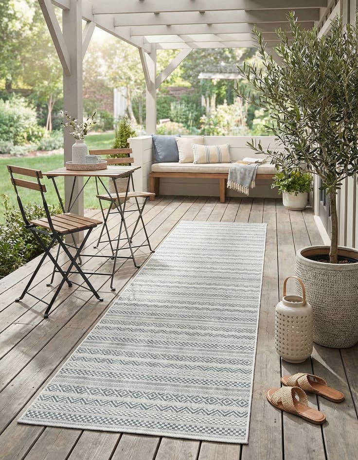 Detail image of 2' 7 x 12' Easy-Clean Striped Indoor / Outdoor Runner Rug