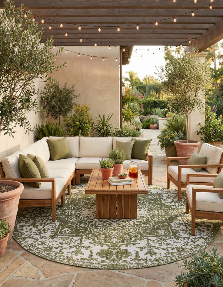 Detail image of 13' x 13'  Washable Jill Zarin Dubai Indoor / Outdoor Round Rug