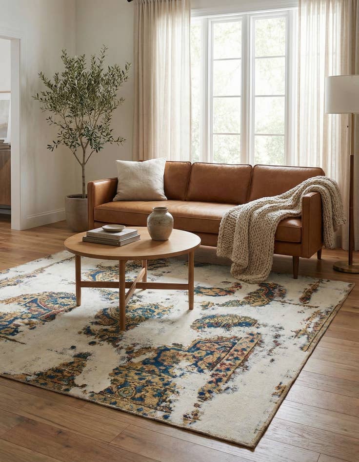 Detail image of 4' 9 x 4' 10  Hand Knotted Ultra Vintage Persian Wool Square Rug