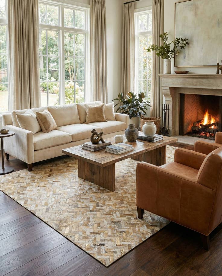 Detail image of 5' 5 x 7' 6 Cowhide Stocks Rug