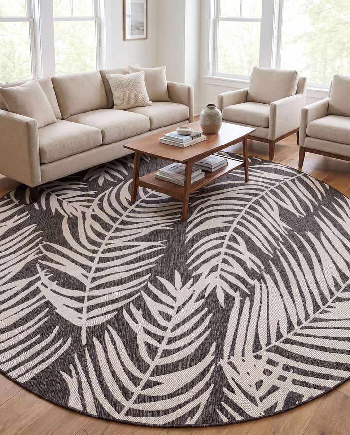 10' x 10' Easy-Clean Botanical Indoor / Outdoor Round Rug