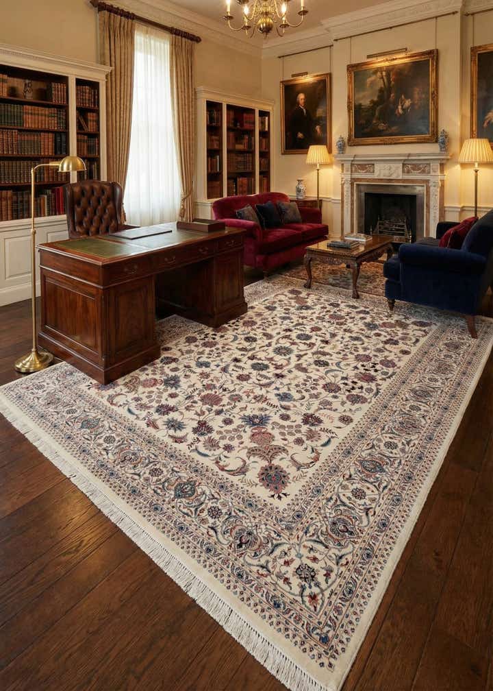 10' x 14' 3 Hand Knotted Mashad Persian Wool Rug