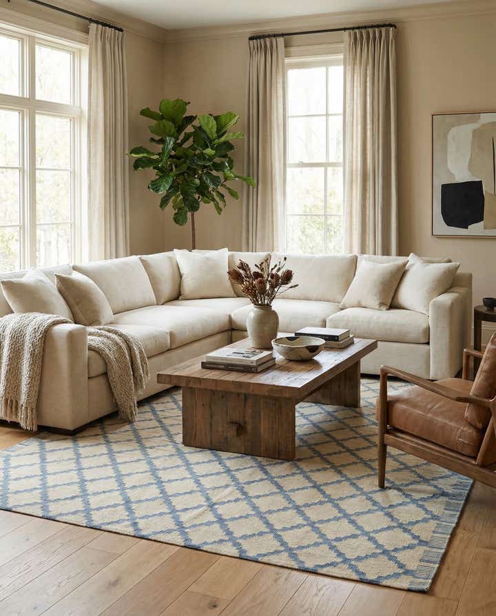 6' 10 x 9' 3 Hand Woven Kilim Modern Wool Rug