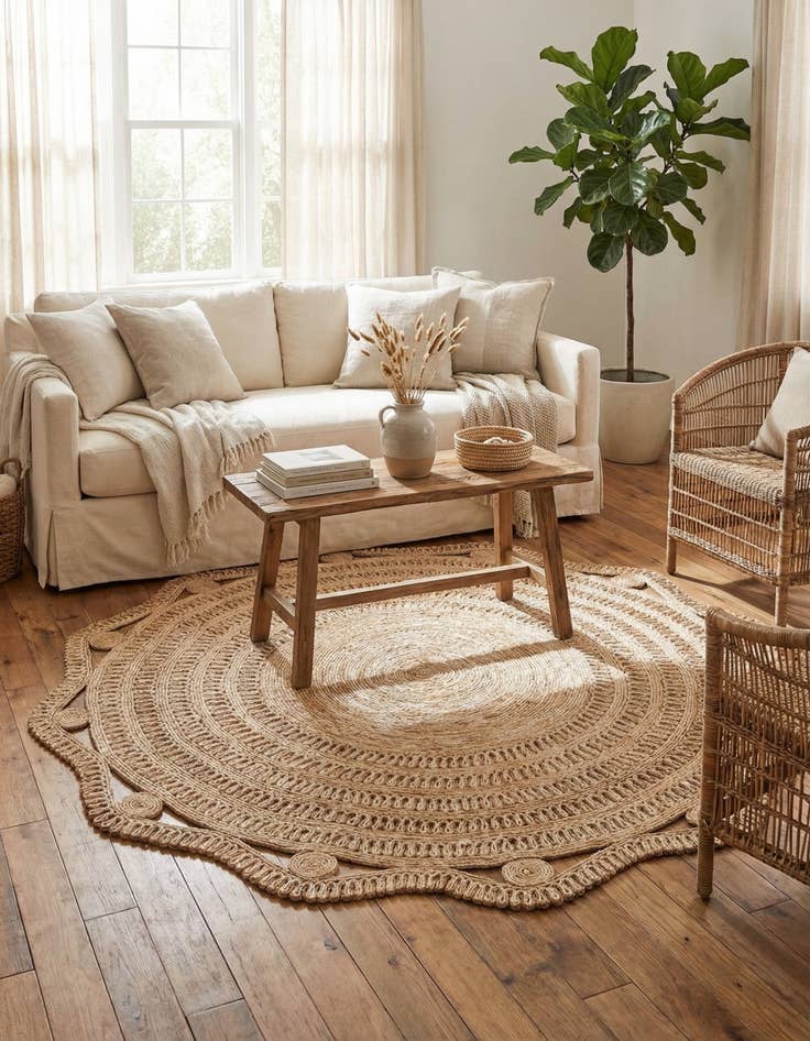 Detail image of  7' 10 x 7' 10  Hand Braided Jute Round Rug