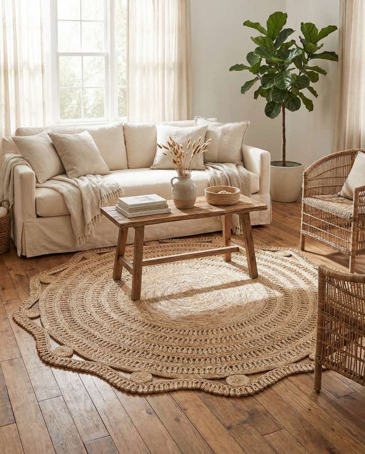 7' 10 x 7' 10 Handmade Braided Jute Round Rug