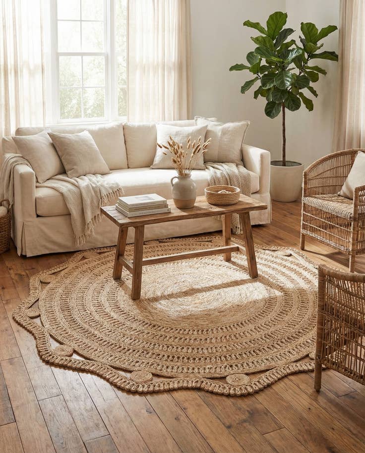 Detail image of 7' 10 x 7' 10 Handmade Braided Jute Round Rug
