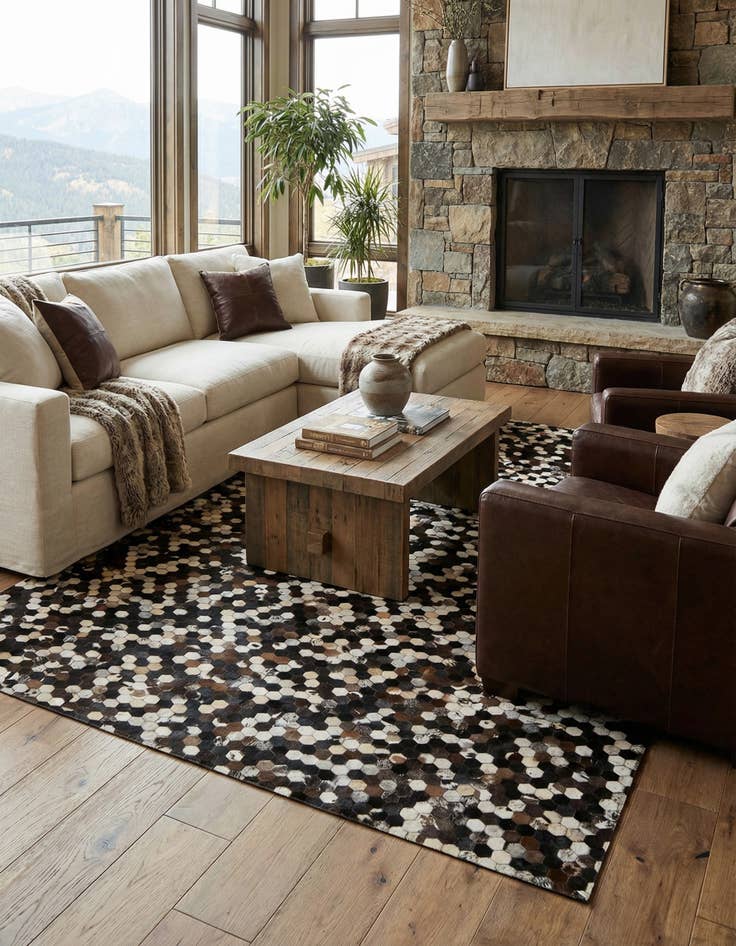 Detail image of  7' 10 x 9' 8 Cowhide Leather Rug