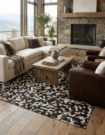 7' 10 x 9' 8 Cowhide Leather Rug