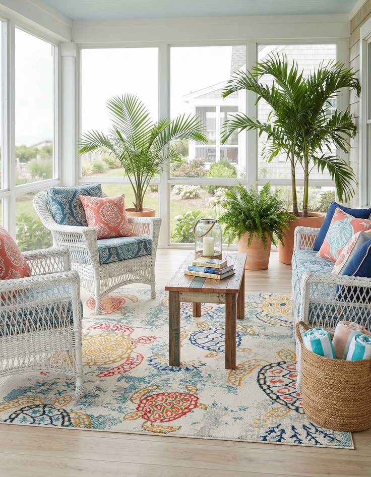 Detail image of 6' 1 x 6' 1  Washable Capri Square Rug