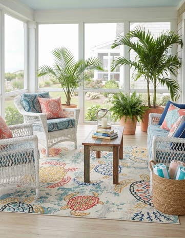Beige Washable Amalfi Square Rug