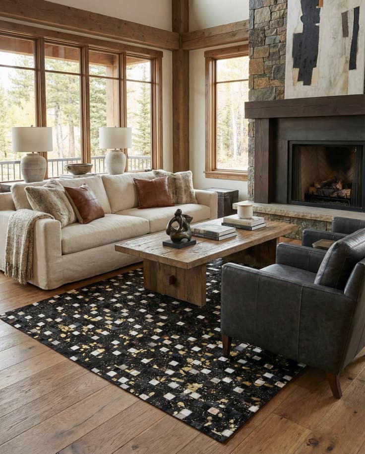 Detail image of 5' 1 x 7' 11 Cowhide Stocks Rug