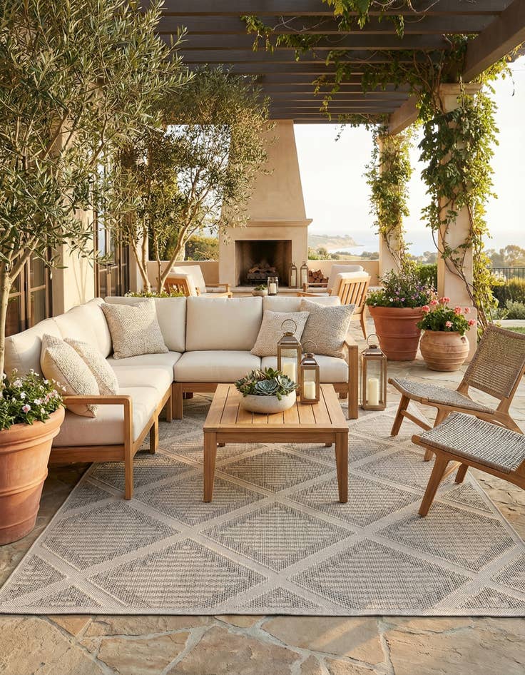 Detail image of 10' x 14' 1  Washable Trellis Indoor / Outdoor Rug