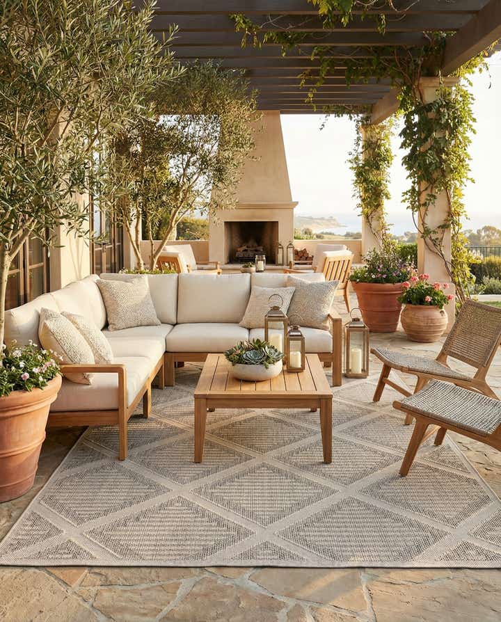 10' x 14' 1 Easy-Clean Lattice Indoor / Outdoor Rug