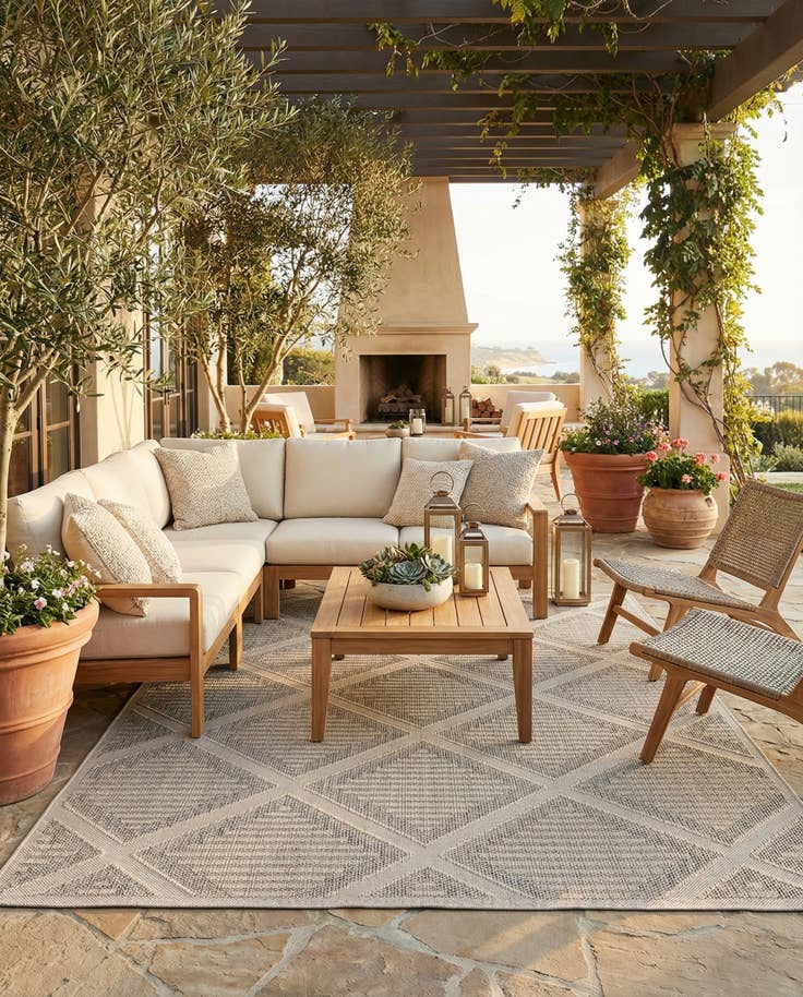 Detail image of 10' x 14' 1 Easy-Clean Lattice Indoor / Outdoor Rug