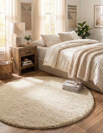 5' x 5' Soft Solid Shag Round Rug