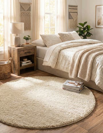 5' x 5' Soft Solid Shag Round Rug