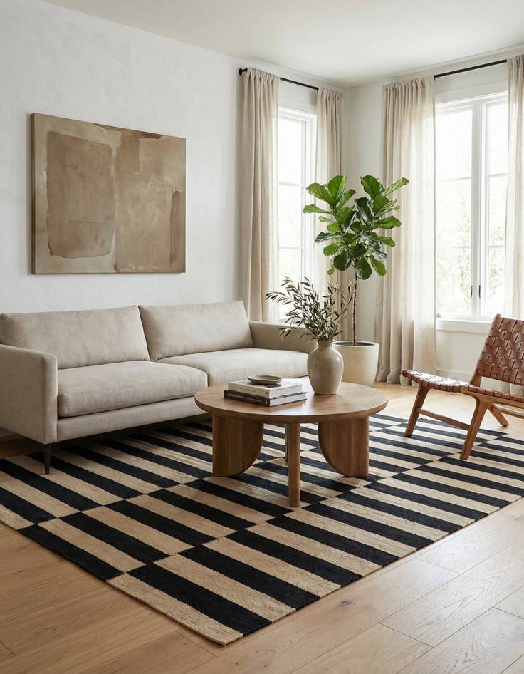 Detail image of 3' 4 x 4' 10  Hand Woven Kilim Modern Wool Rug