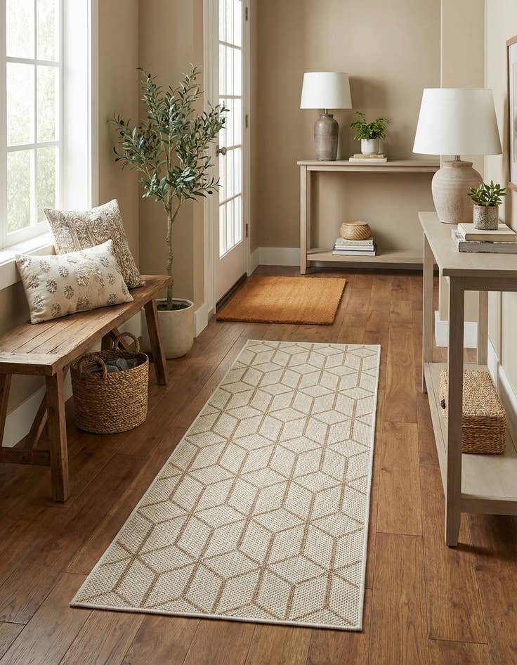 Detail image of 2' x 6' 1 Easy-Clean Trellis Indoor / Outdoor Runner Rug