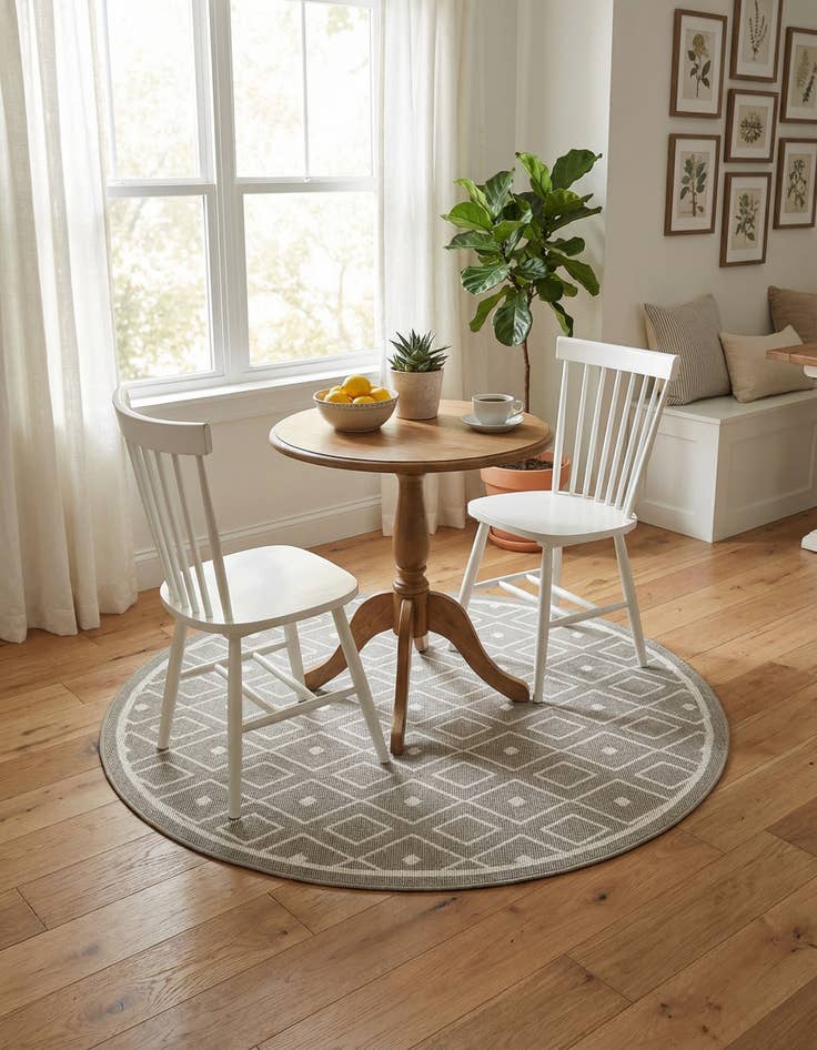 Detail image of 4' x 4'  Washable Trellis Indoor / Outdoor Round Rug