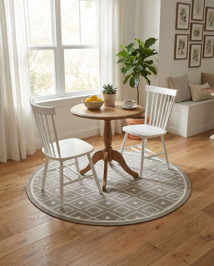 4' x 4' Easy-Clean Lattice Indoor / Outdoor Round Rug