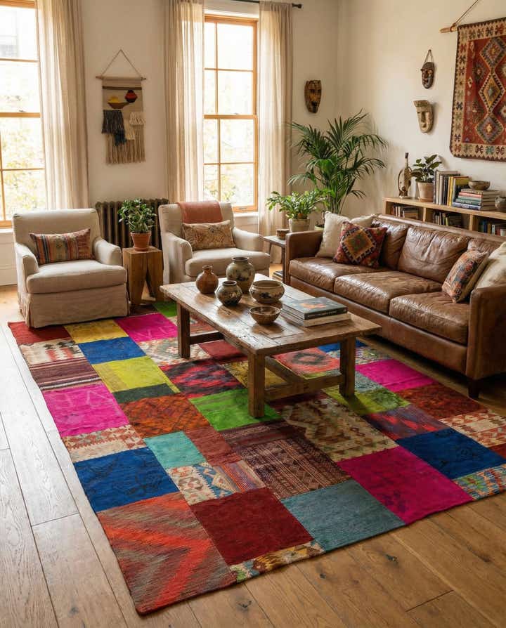 6' 8 x 9' 6 Hand Woven Kilim Patchwork Wool Rug