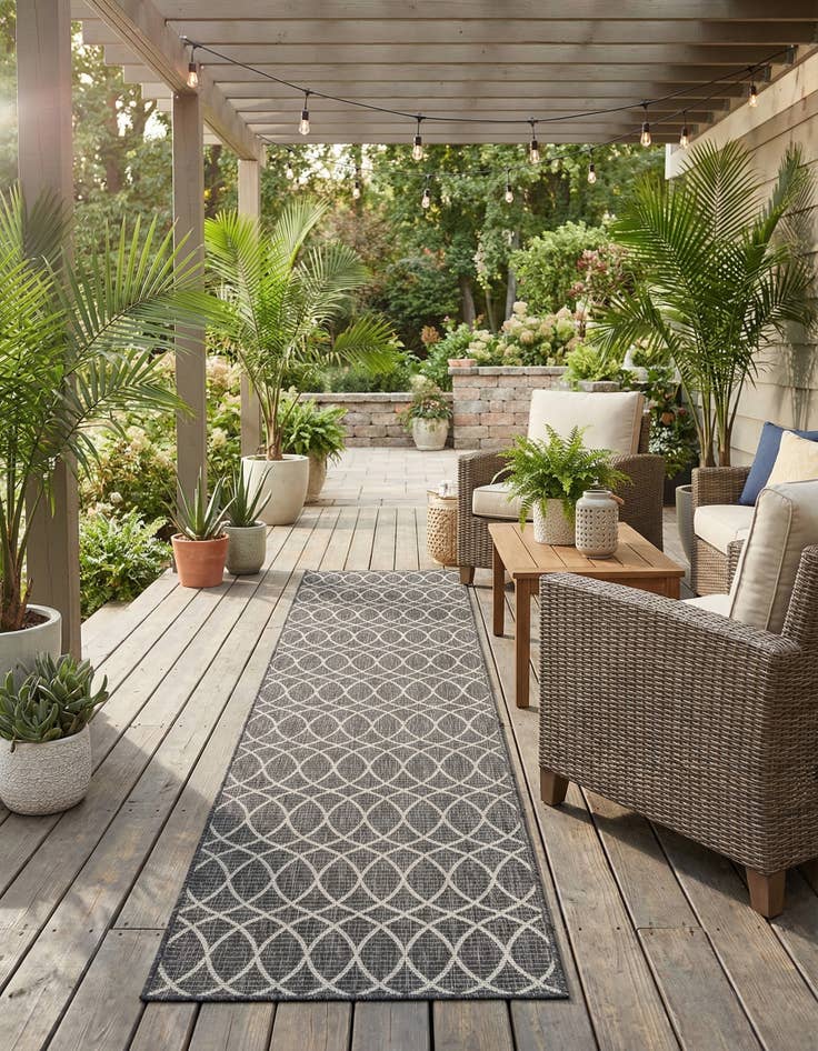 Detail image of  2' 7 x 10'  Washable Lattice Indoor / Outdoor Runner Rug