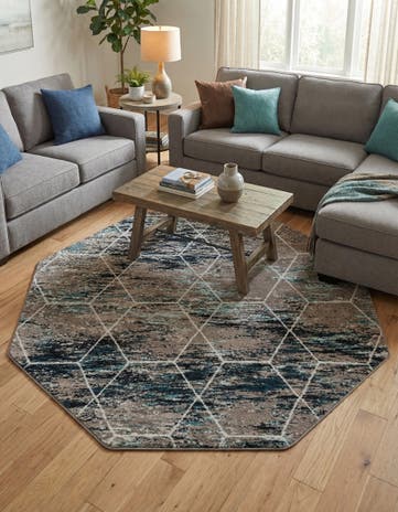 7' x 7' Lattice Frieze Octagon Rug
