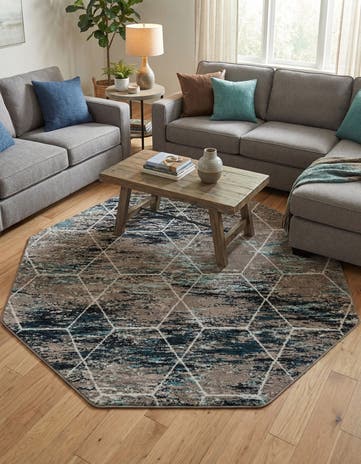 7' x 7' Lattice Frieze Octagon Rug