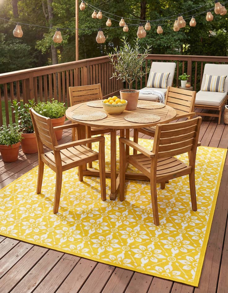 Detail image of  7' 10 x 7' 10  Washable Lattice Indoor / Outdoor Square Rug