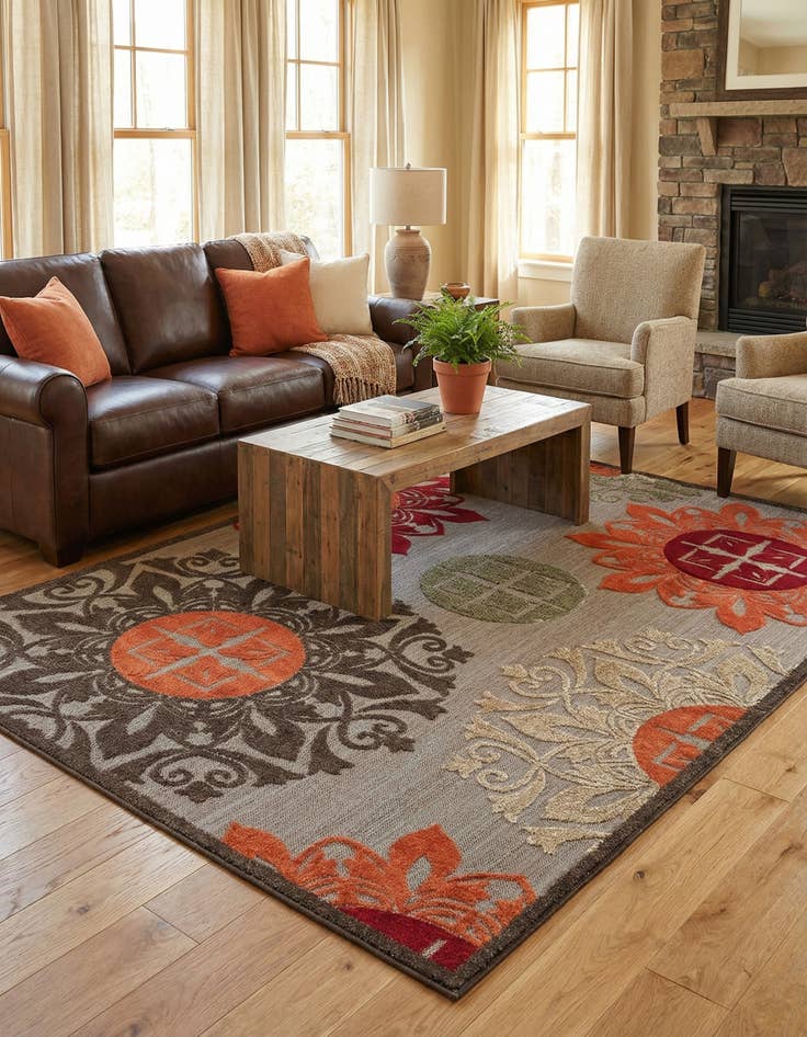 Detail image of  6' x 9'  Washable Modern Indoor / Outdoor Rug