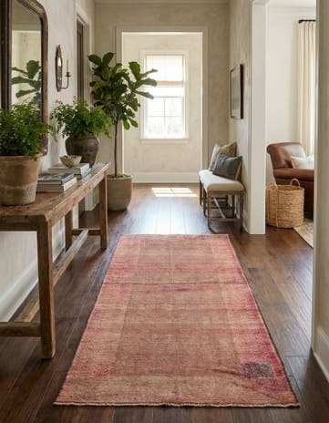 3' 10 x 8' 9 Hand Knotted Ultra Vintage Persian Wool Runner Rug