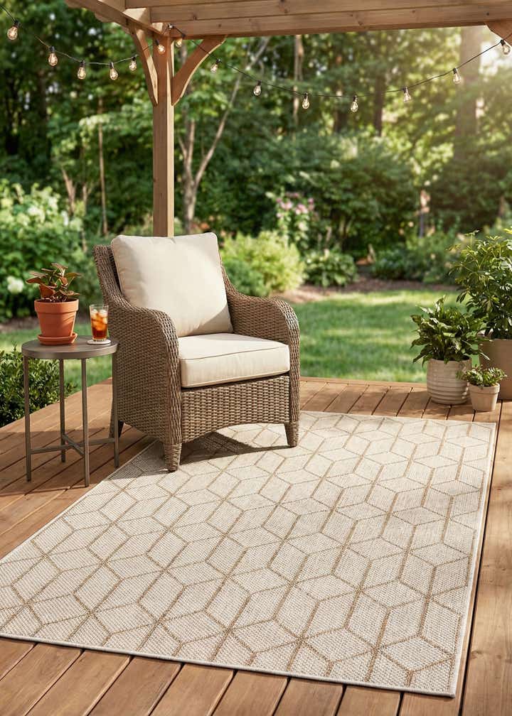 4' 1 x 6' 1 Easy-Clean Lattice Indoor / Outdoor Rug