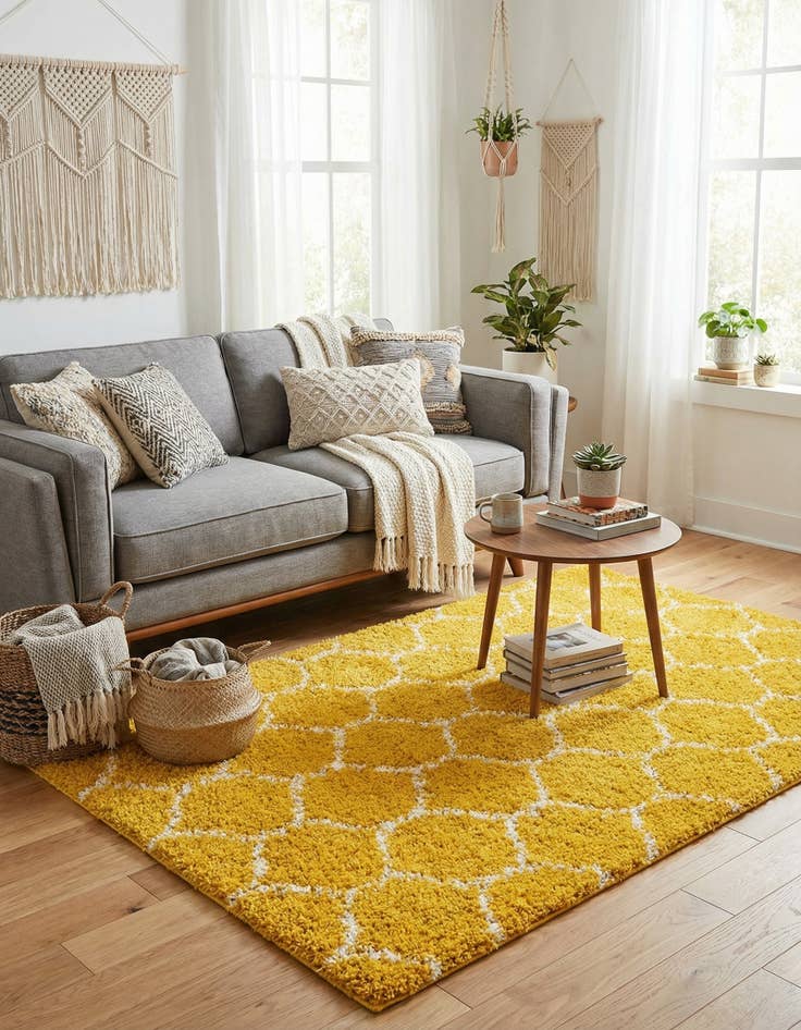 Detail image of  4' x 4' Lattice Shag Square Rug