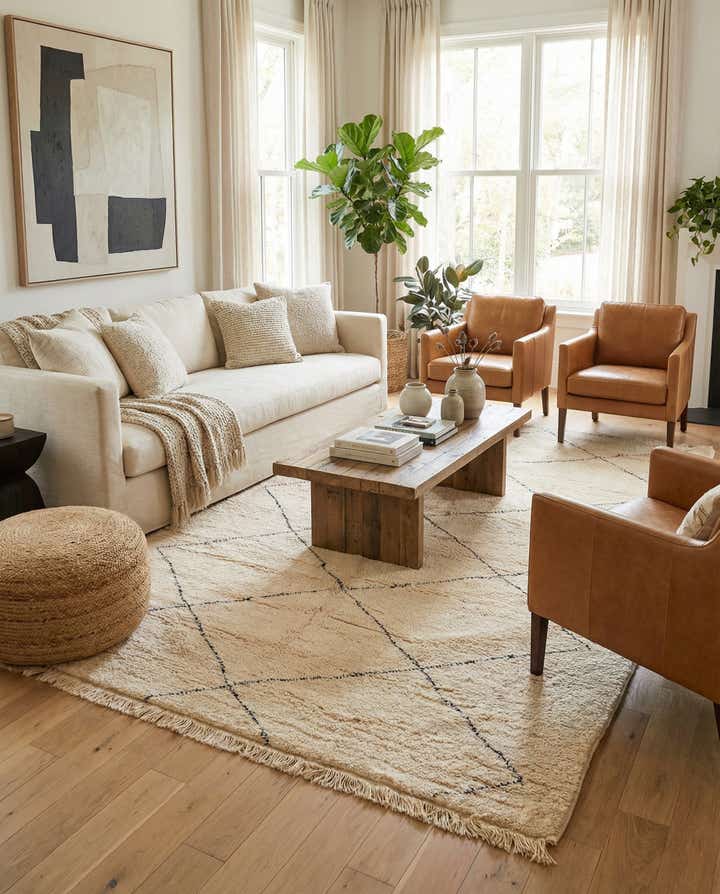 6' 10 x 10' 5 Hand Knotted Moroccan Wool Rug