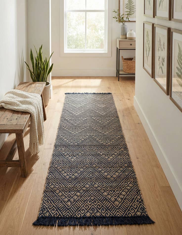 Detail image of 2' 7 x 10'  Hand Braided Jute Runner Rug