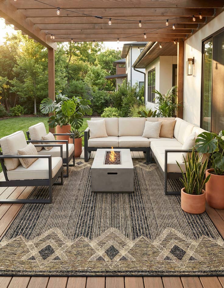 Detail image of 7' x 10'  Washable Modern Indoor / Outdoor Rug