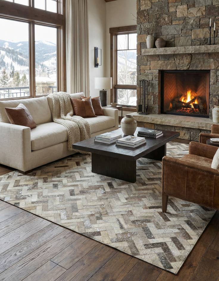 Detail image of 5' x 7' 10 Cowhide Leather Rug