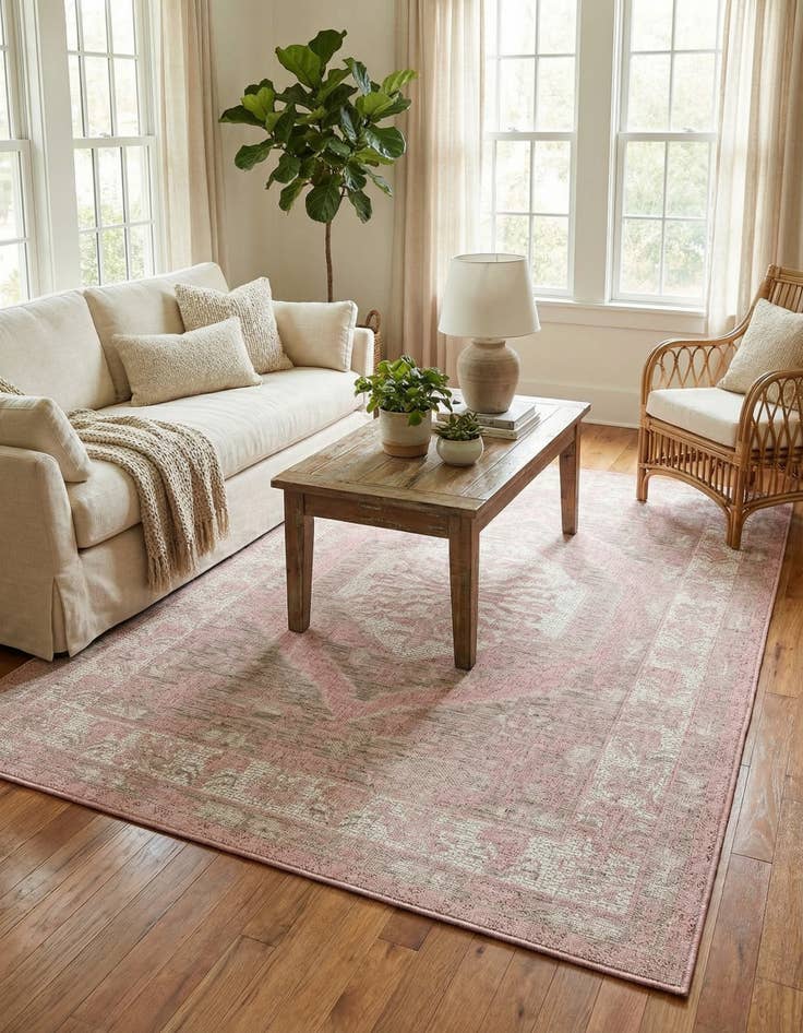 Detail image of 4' x 6'  Washable Traditional Indoor / Outdoor Rug