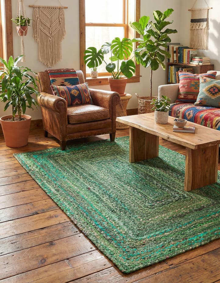 4' 1 x 6' 1 Handmade Braided Chindi Rug