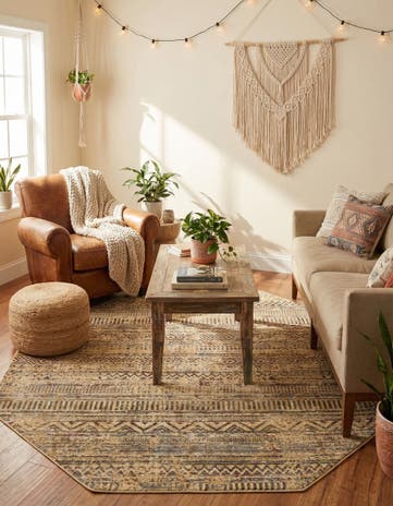 Beige Saturn Octagon Rug