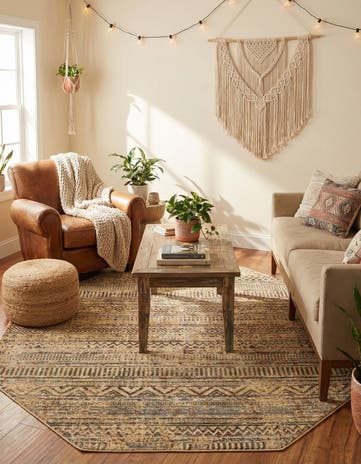 Beige Saturn Octagon Rug