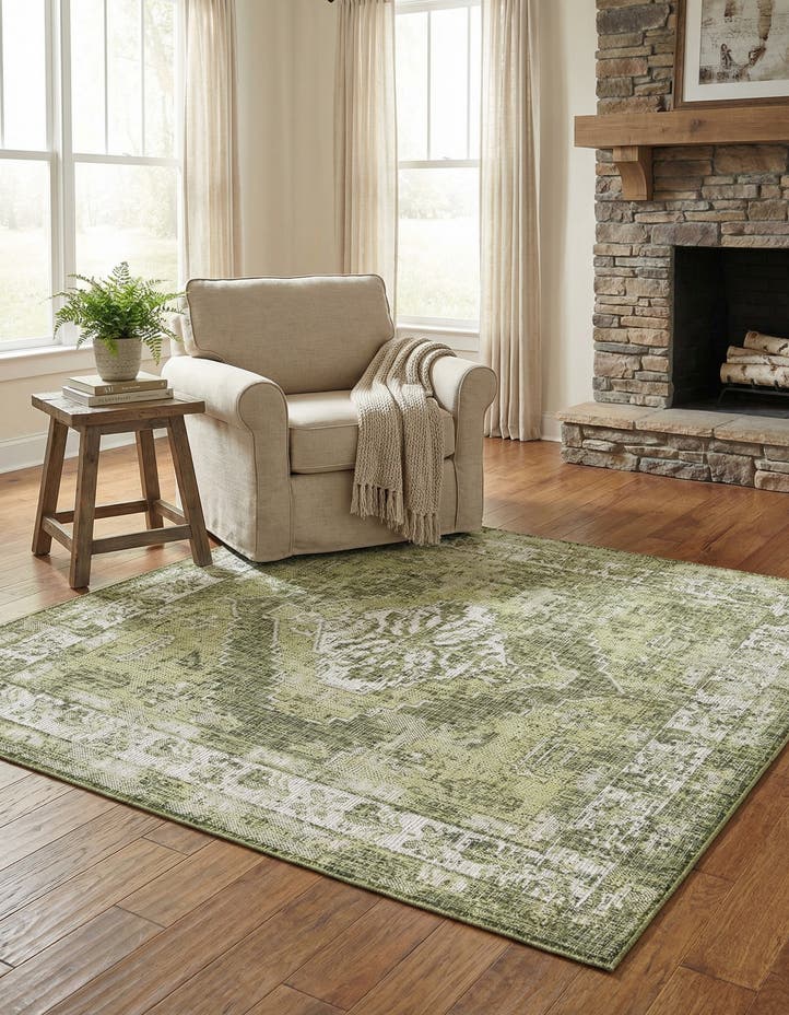5' 3 x 5' 3 Easy-Clean Traditional Indoor / Ou...