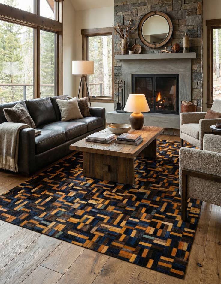 Detail image of  5' x 7' 11 Cowhide - Patchwork Rug