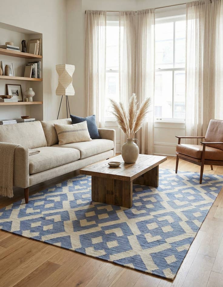 Detail image of 4' 1 x 5' 8  Hand Woven Kilim Modern Wool Rug