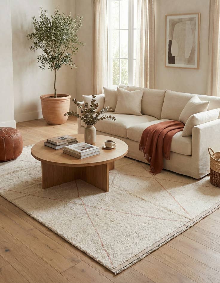 Detail image of 6' 10 x 8' 9  Hand Knotted Moroccan Wool Rug